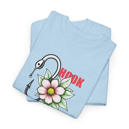 "Hook on Nature" Fishing Hooks Floral Heavy Cotton Tee (Unisex)